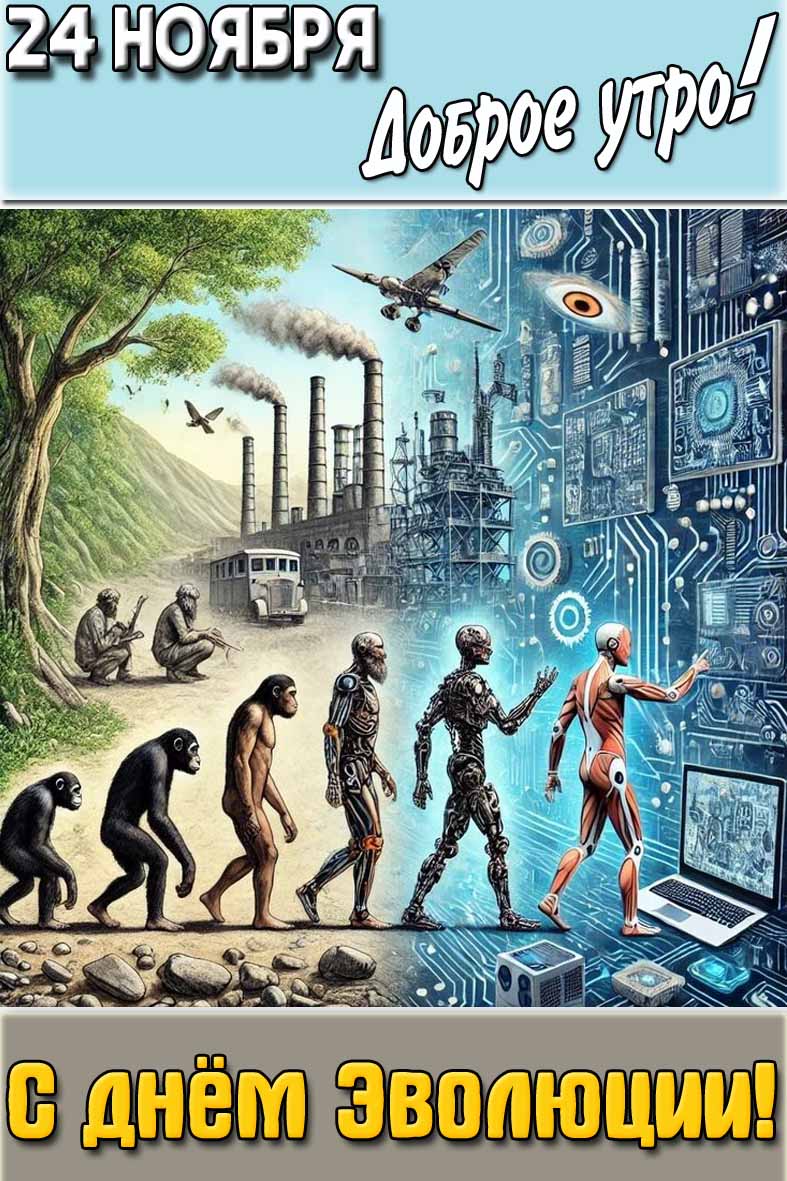 Открытка "24 ноября доброе утро! С днём эволюции!"