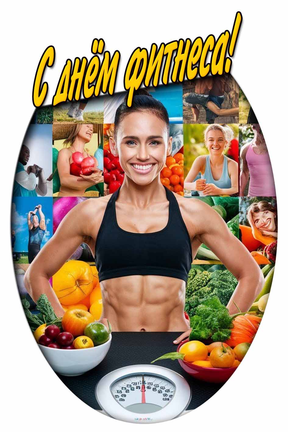 С днём фитнеса! - открытка на телефон