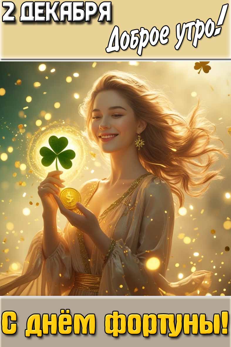 Открытка "2 декабря доброе утро! С днём фортуны!"