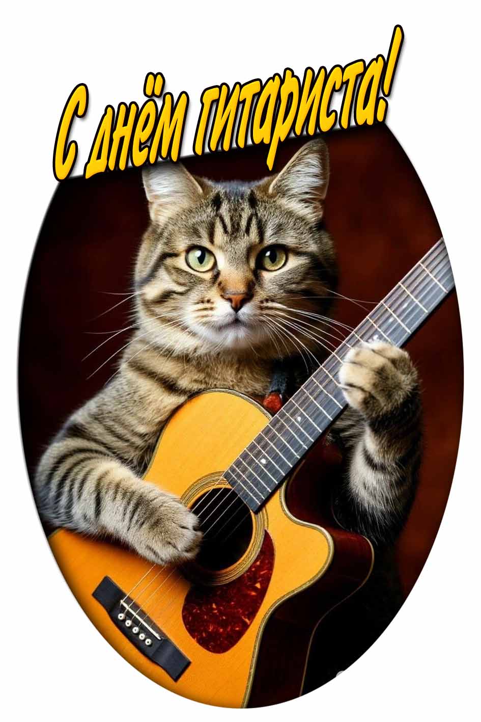 С днём гитариста! - прикольная открытка с котом