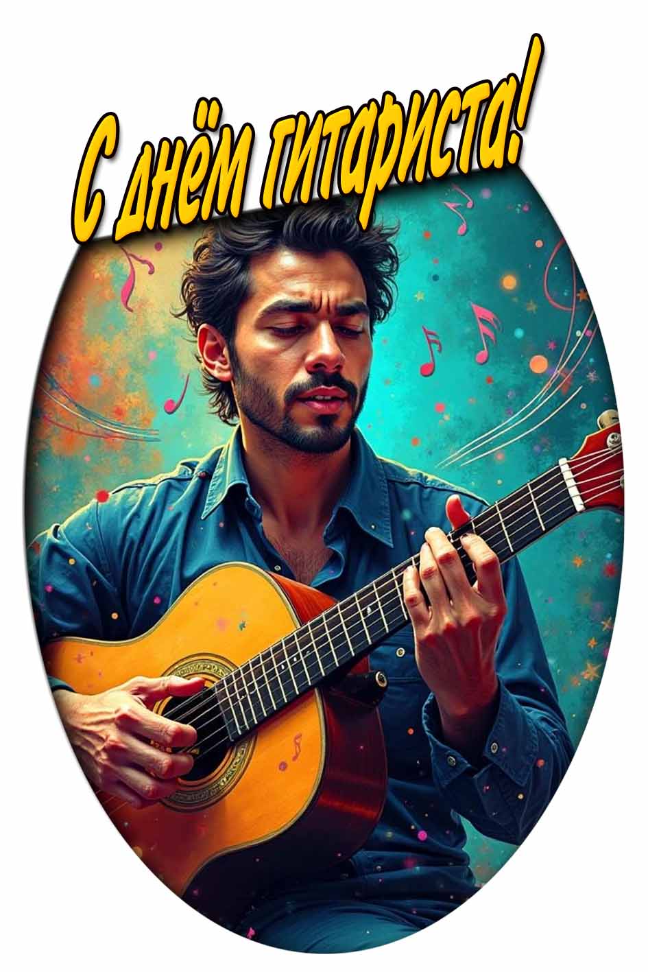 С днём гитариста! - открытка для мужчины