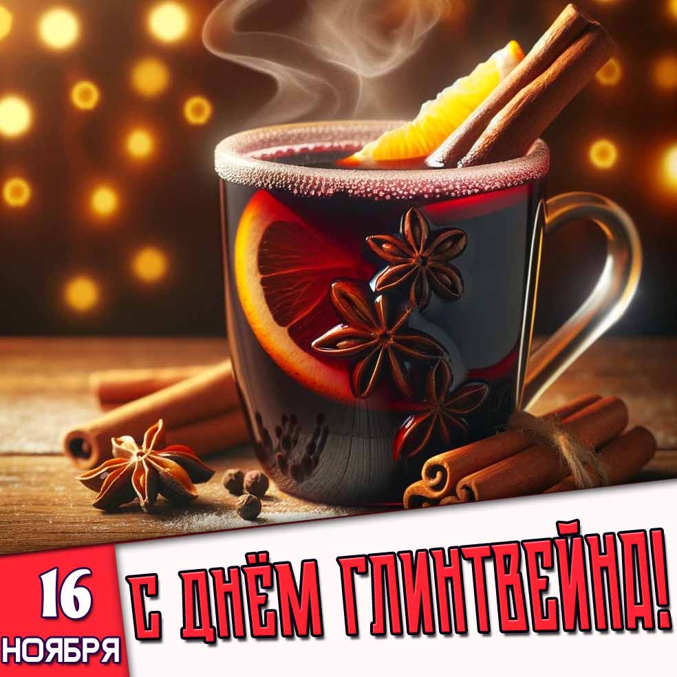 Открытка 16 ноября - с днём глинтвейна