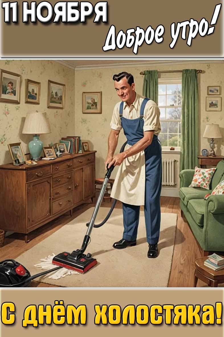 Открытка "11 ноября доброе утро! С днём холостяка!"