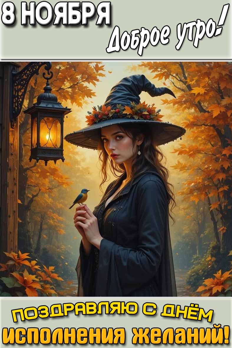 Картинка "8 ноября доброе утро! Поздравляю с днём исполнения желаний!"