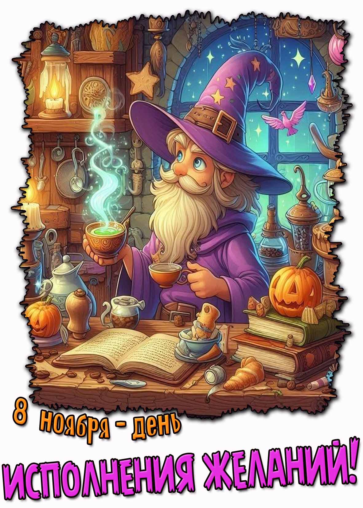 Открытка 8 ноября - день исполнения желаний