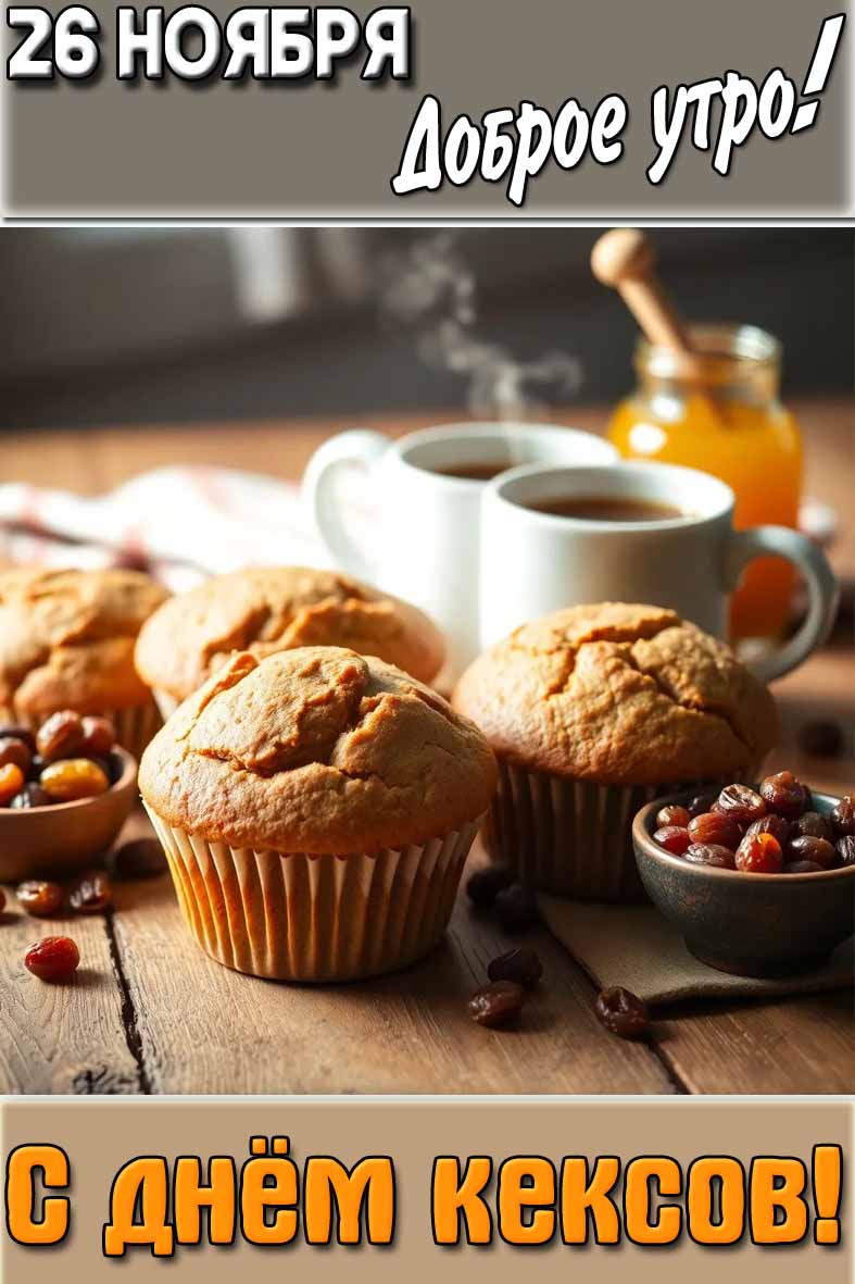 Картинка "26 ноября доброе утро! С днём кексов!"