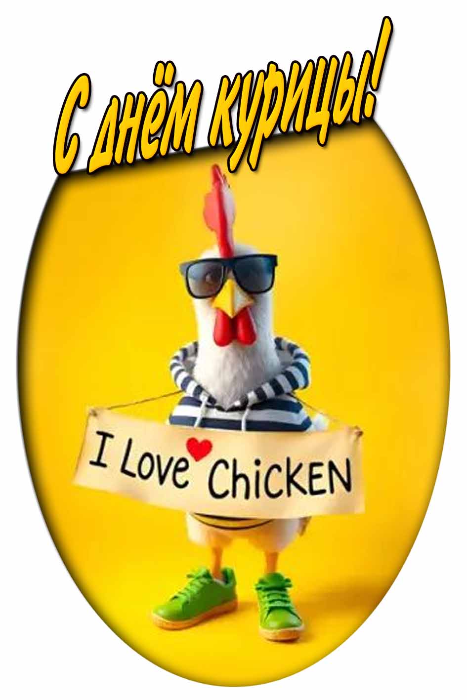 Открытка "С днём курицы! I love chicken!"