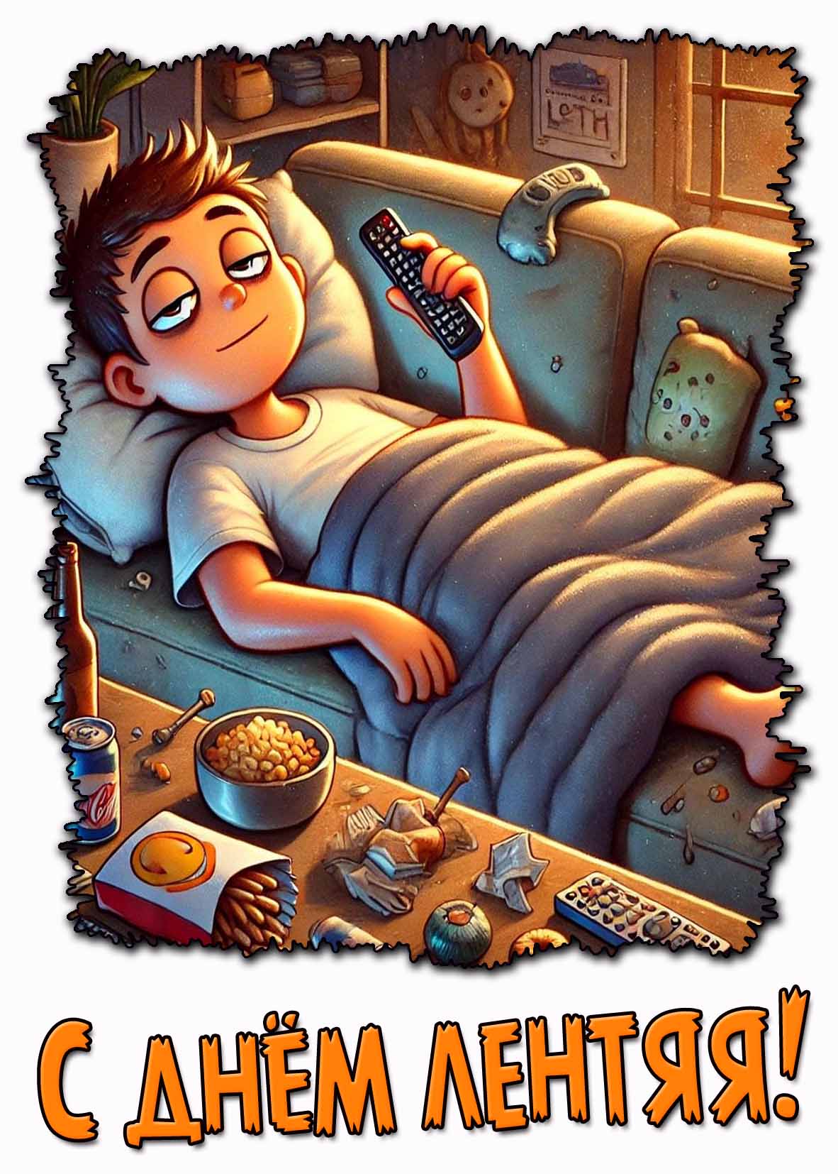 С днём лентяя! - прикольная открытка