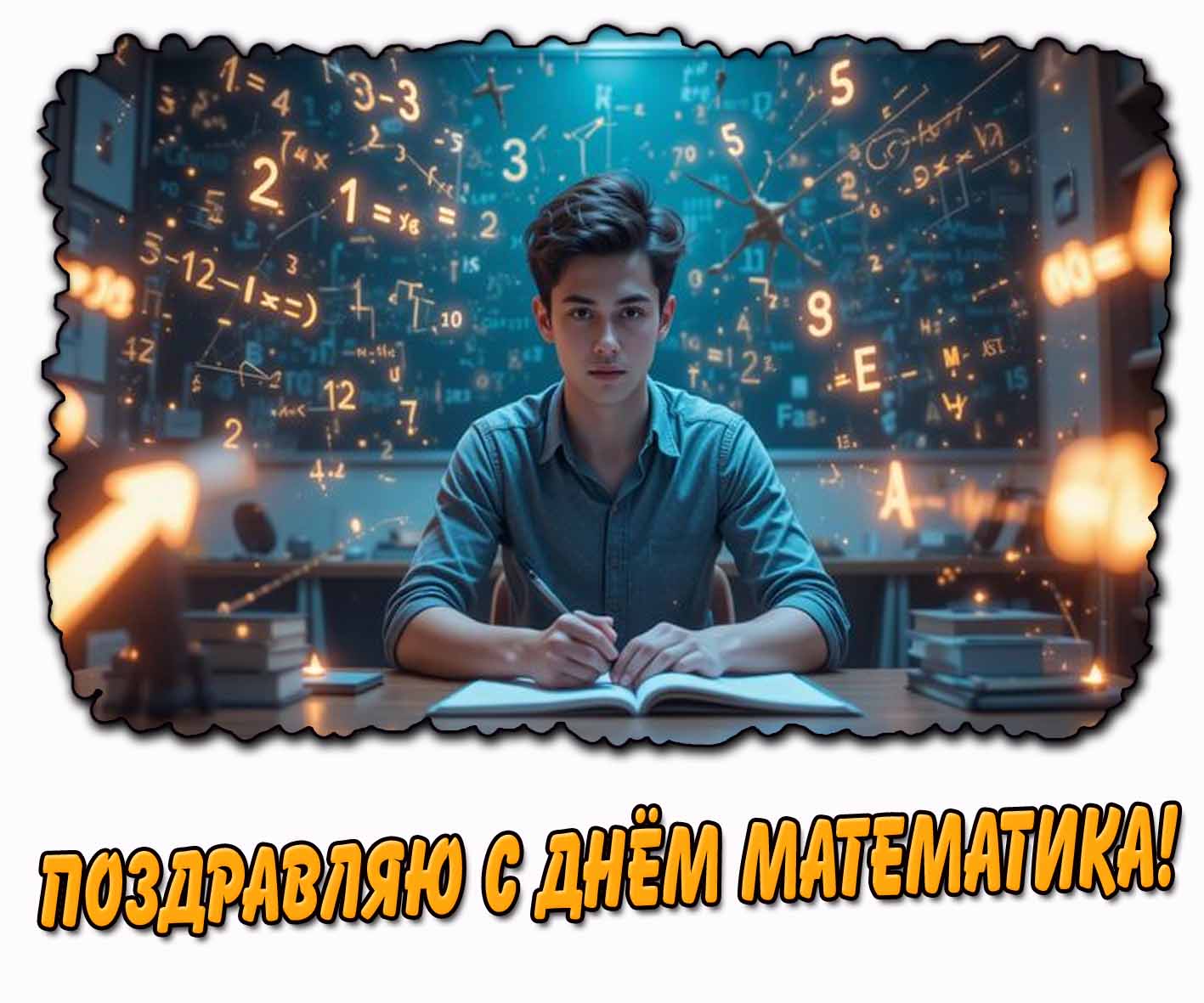 Поздравляю с днём математика! - красивая открытка
