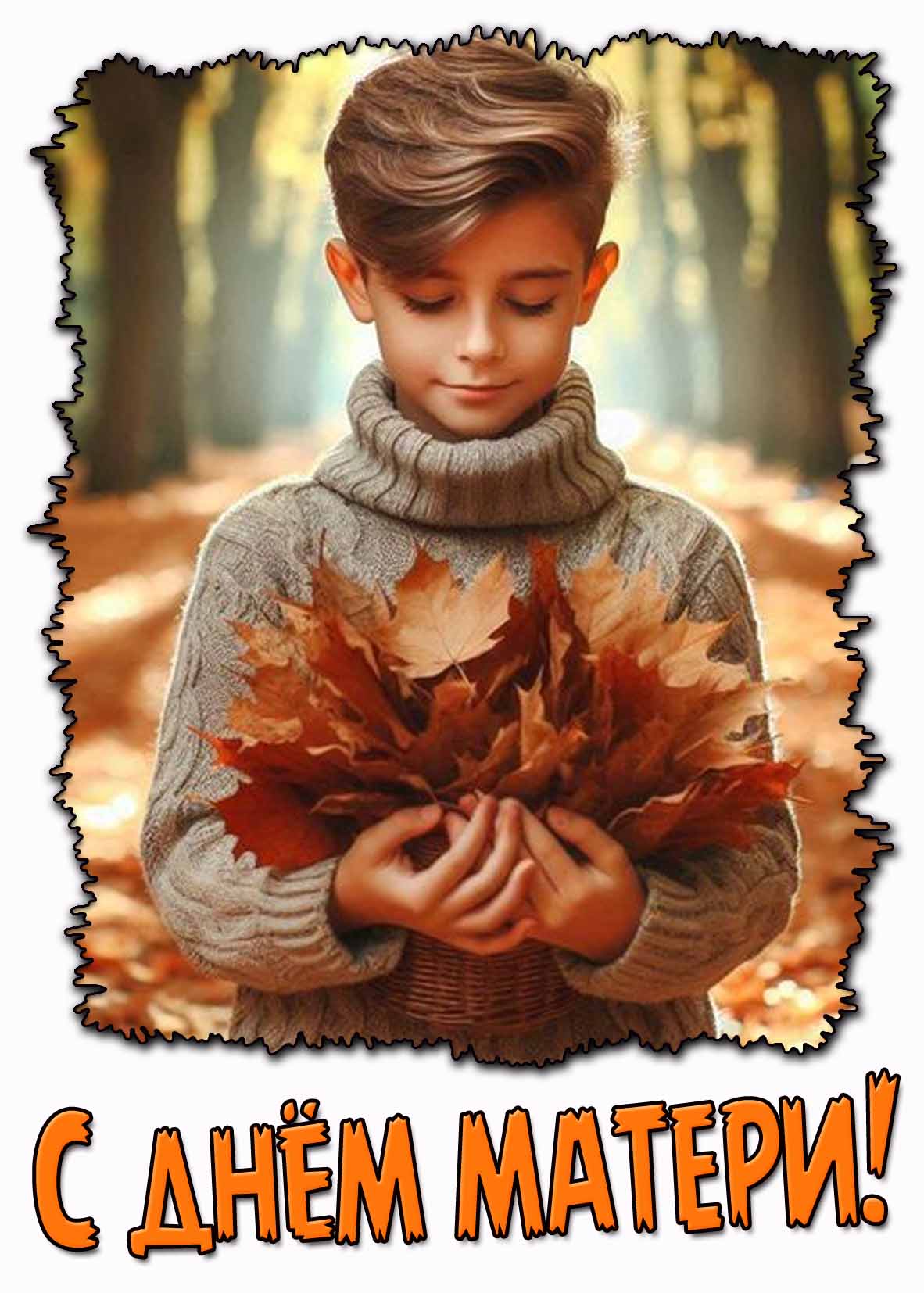 С днём матери! - осенняя картинка от сына