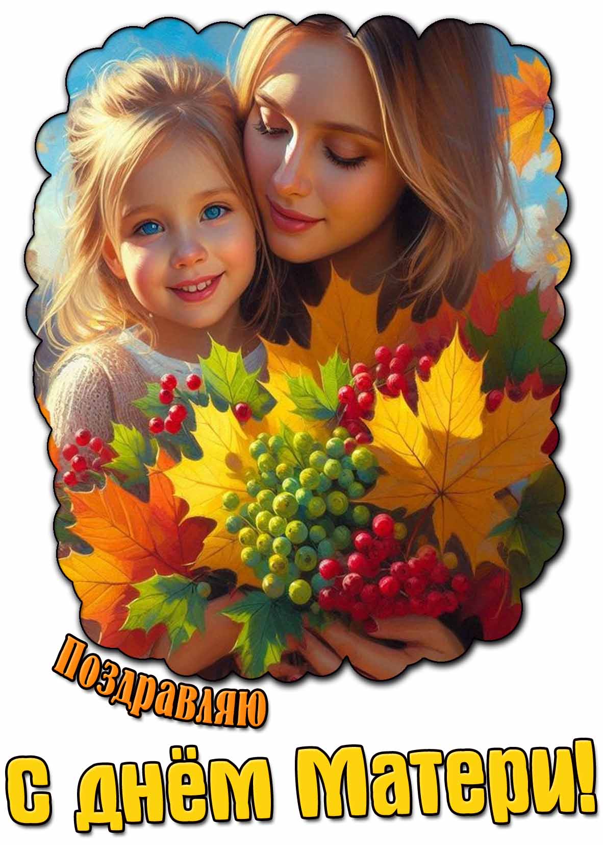 Красивая осенняя картинка : "Поздравляю с днём матери!"