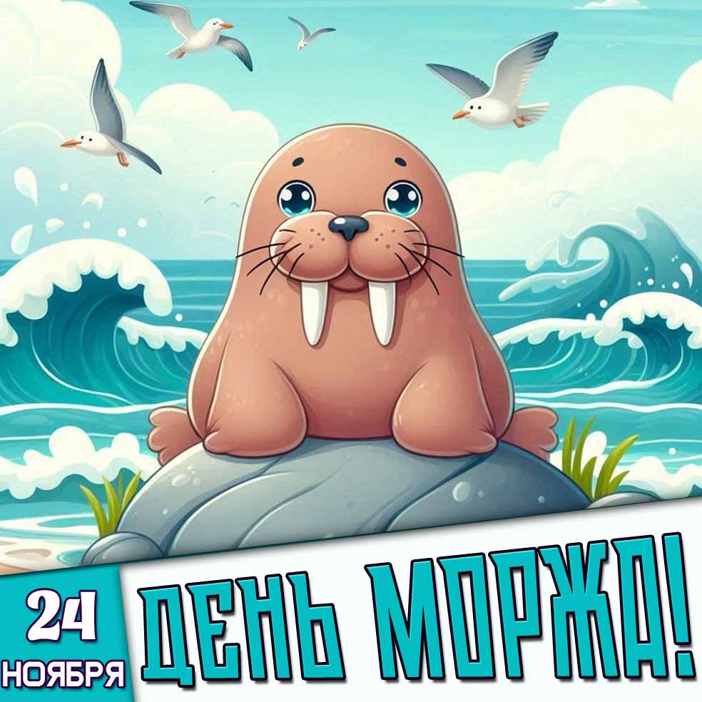 Детская картинка на день моржа - 24 ноября