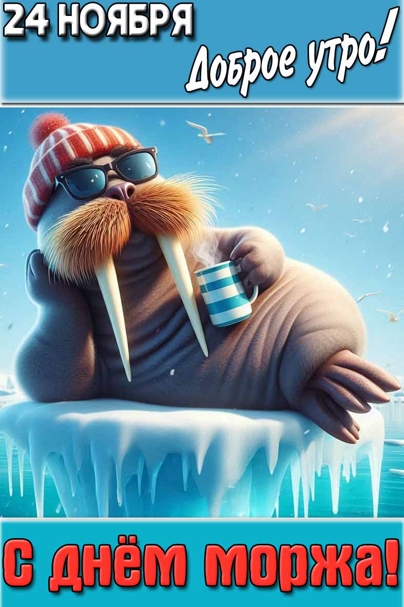 Картинка "24 ноября доброе утро! С днём моржа!"