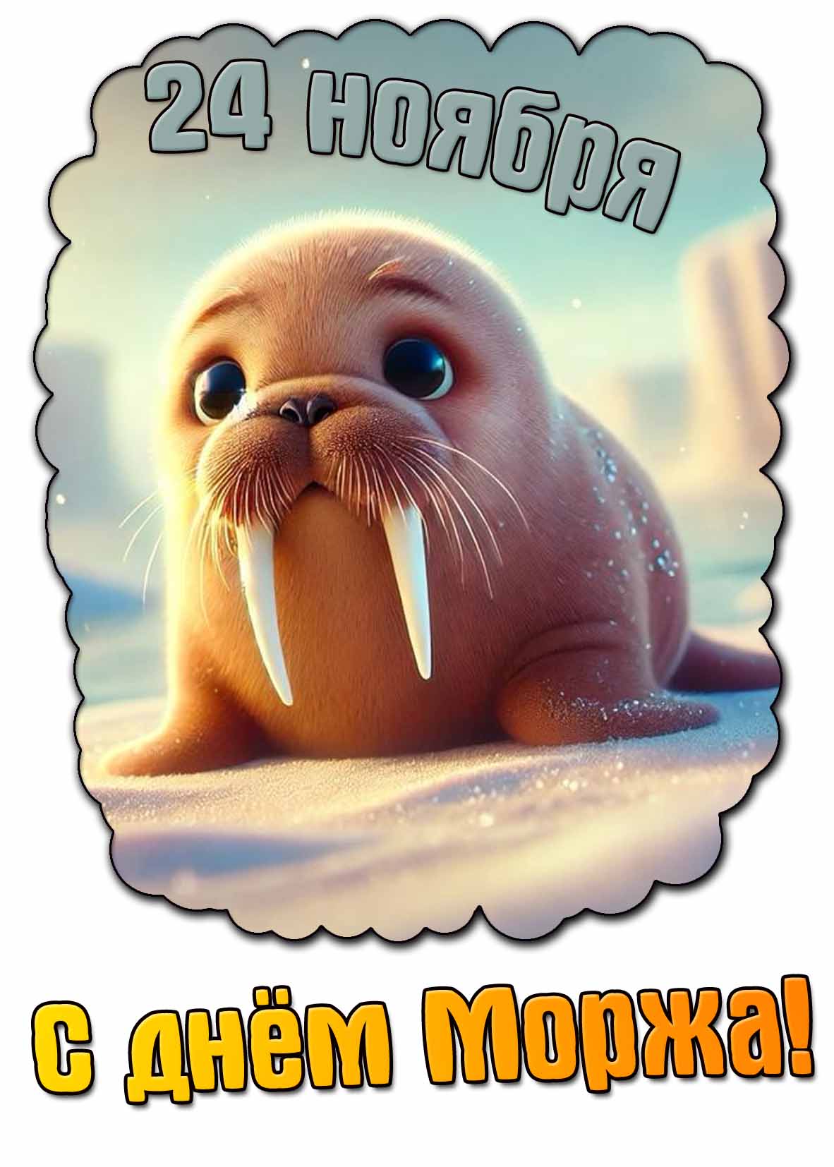 Красивая открытка с днём моржа