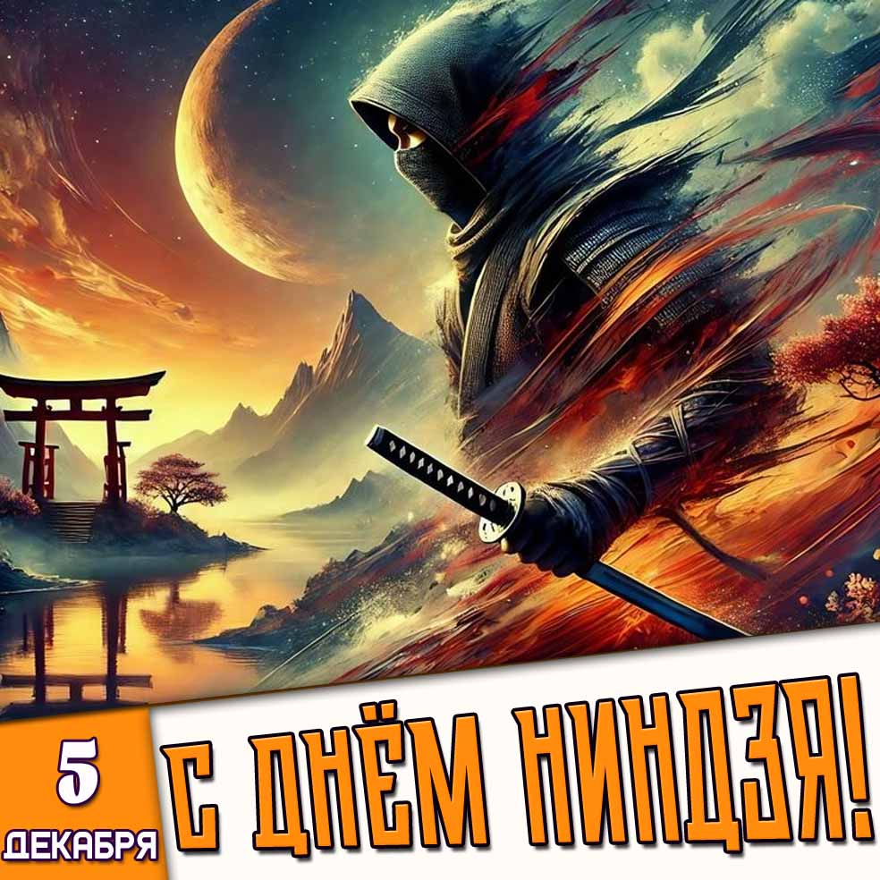 Открытка 5 декабря - с днём ниндзя