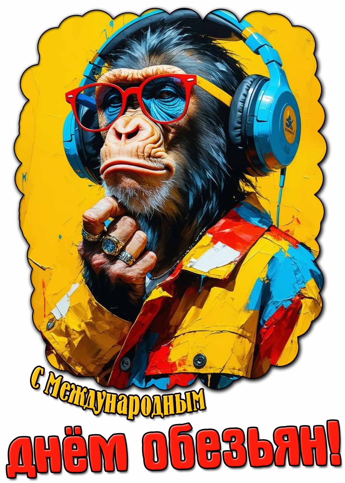С Международным днём обезьян! - красивая картинка