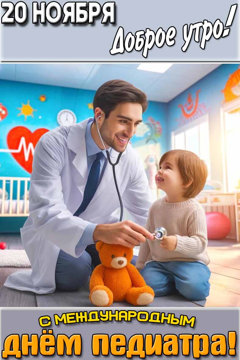 Открытка "20 ноября доброе утро! С Международным днём педиатра!"