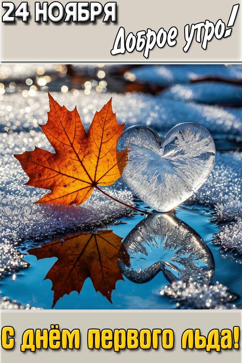 Картинка "24 ноября доброе утро! С днём первого льда!"