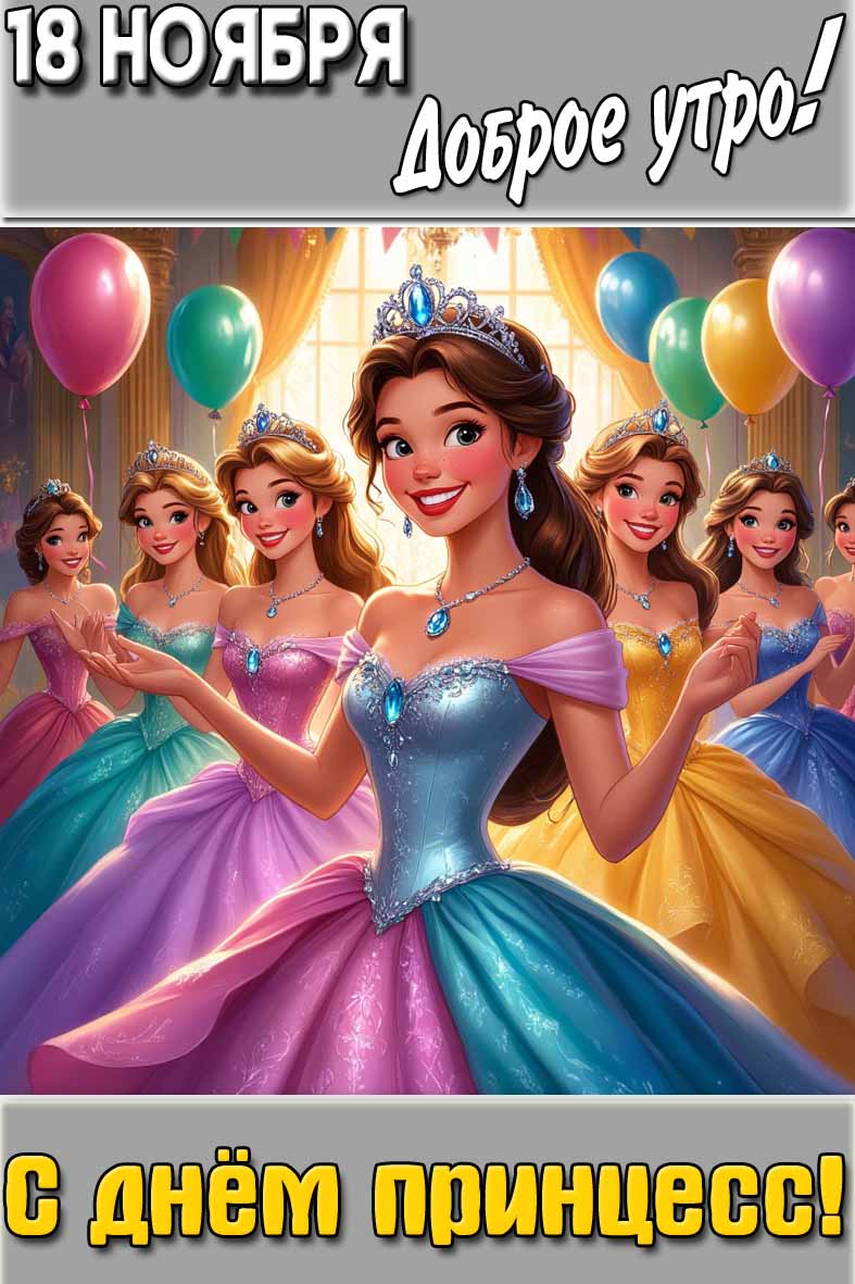 Открытка "18 ноября доброе утро! С днём принцесс!"