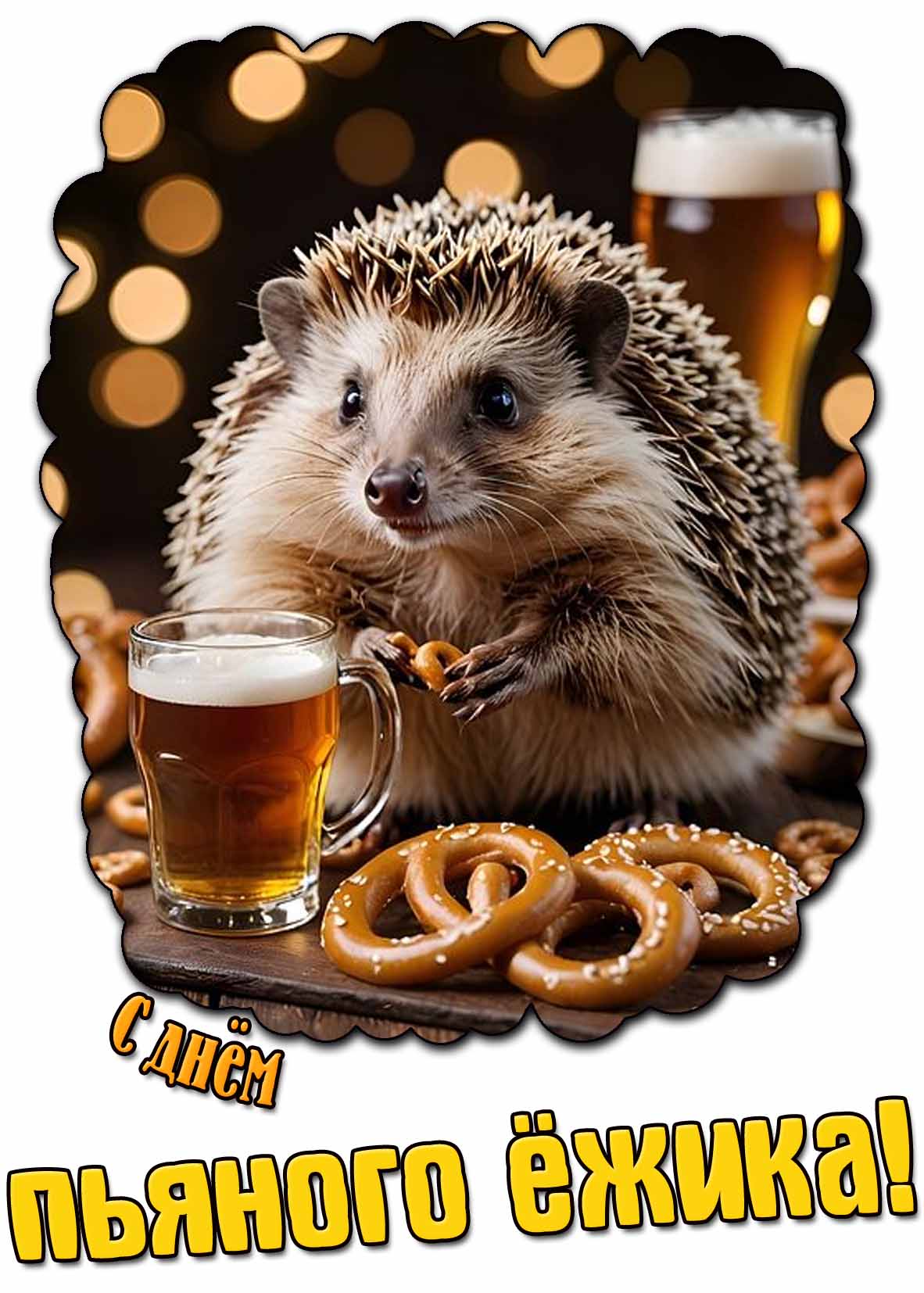 Открытка с днём пьяного ёжика