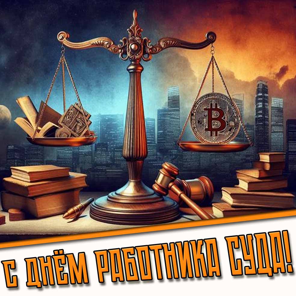 С днём работника суда! - открытка с весами правосудия