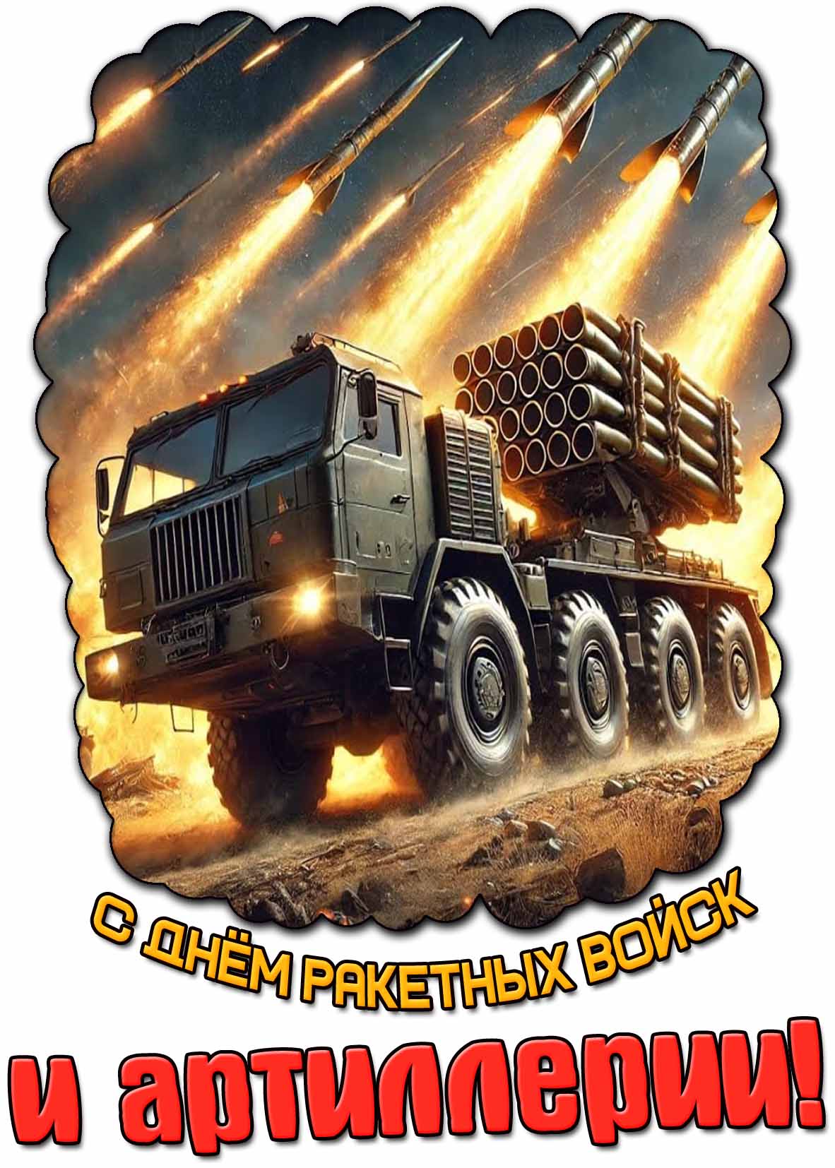 С днём ракетных войск и артиллерии! - красивая открытка