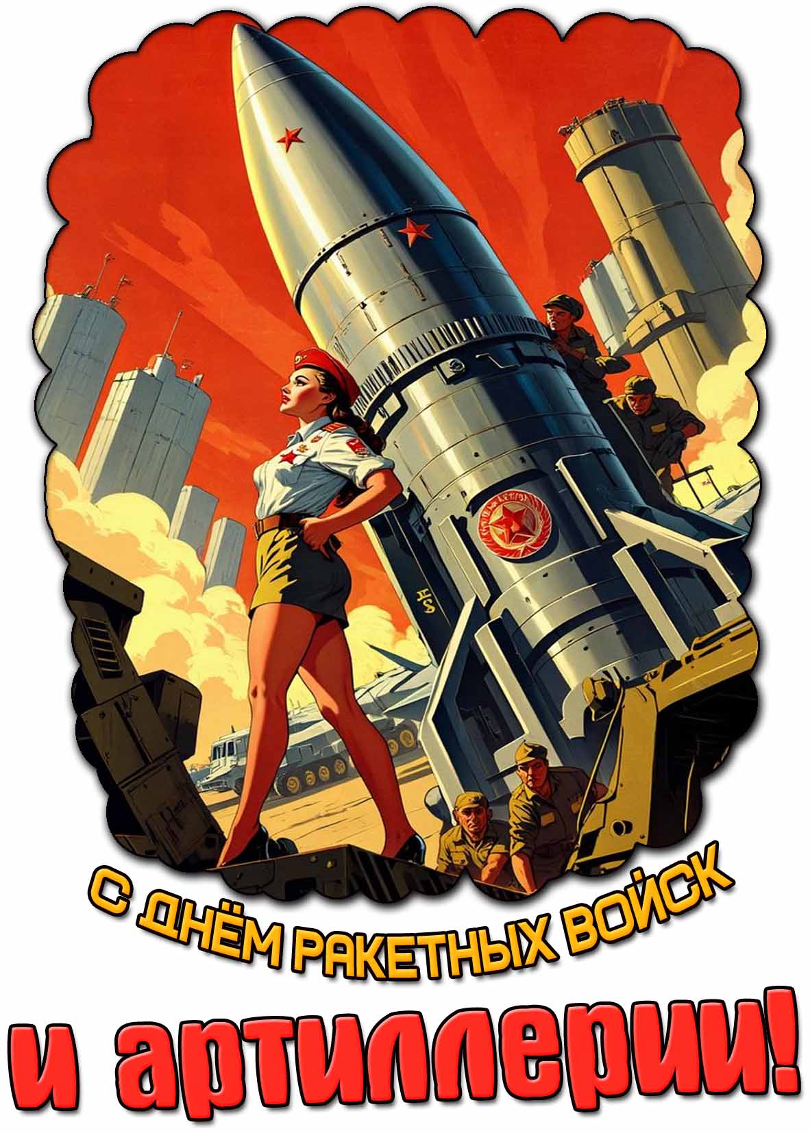 Советская арт картинка с днём ракетных войск и артиллерии