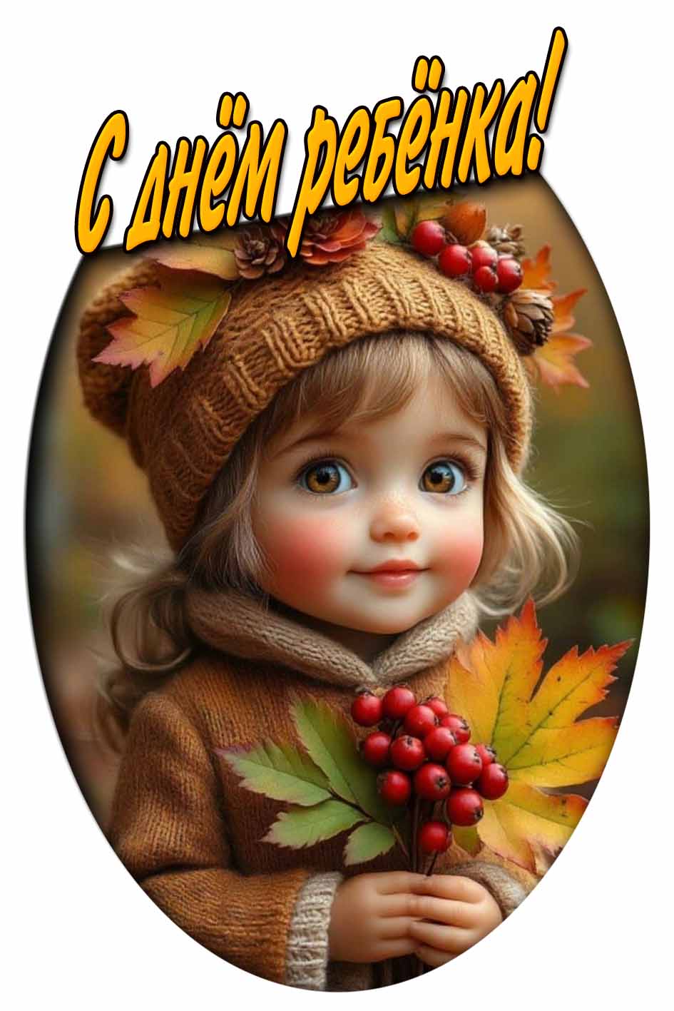 С днём ребёнка! - милая осенняя открытка