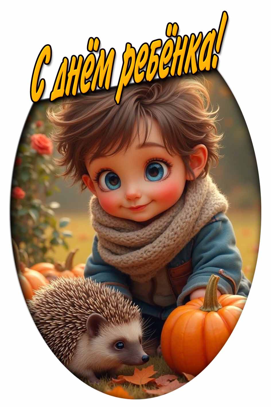 С днём ребёнка! - осенняя открытка для мальчика