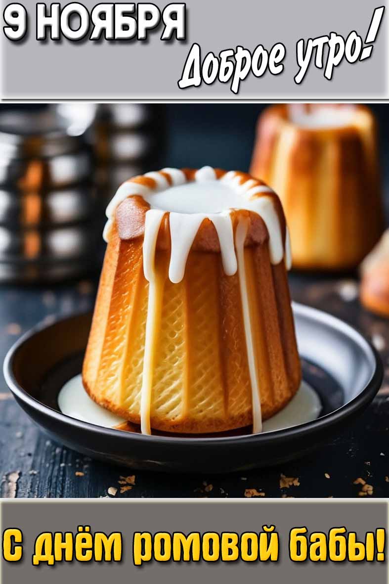 Картинка "9 ноября доброе утро! С днём ромовой бабы!"