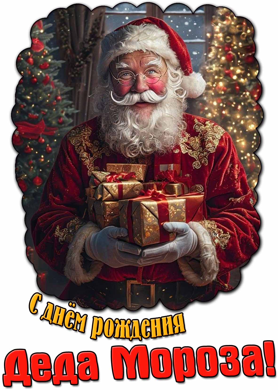 С днём рождения Деда Мороза! - красивая открытка