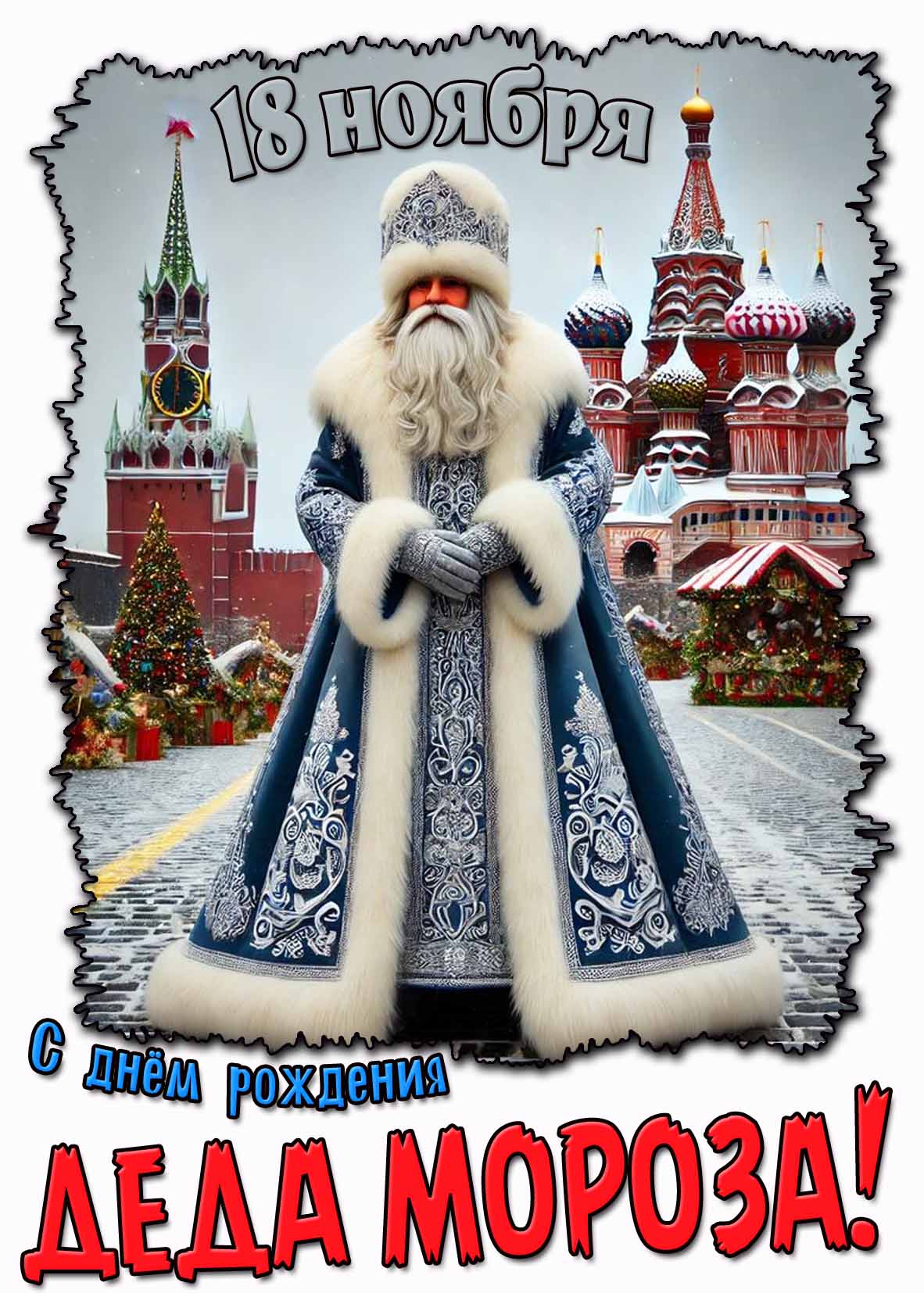 Патриотическая открытка на день рождения Деда Мороза - 18 ноября