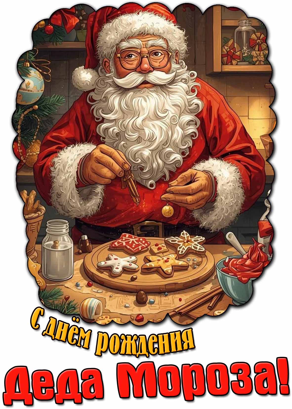 Красивый рисунок с днём рождения Деда Мороза