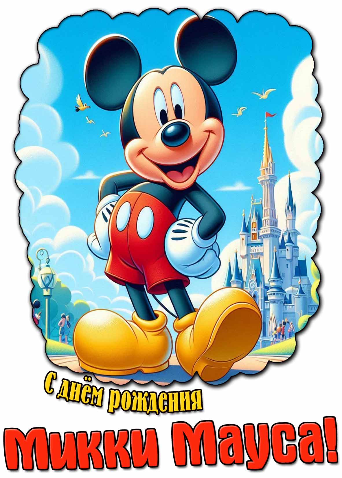 Картинка с днём рождения Микки Мауса