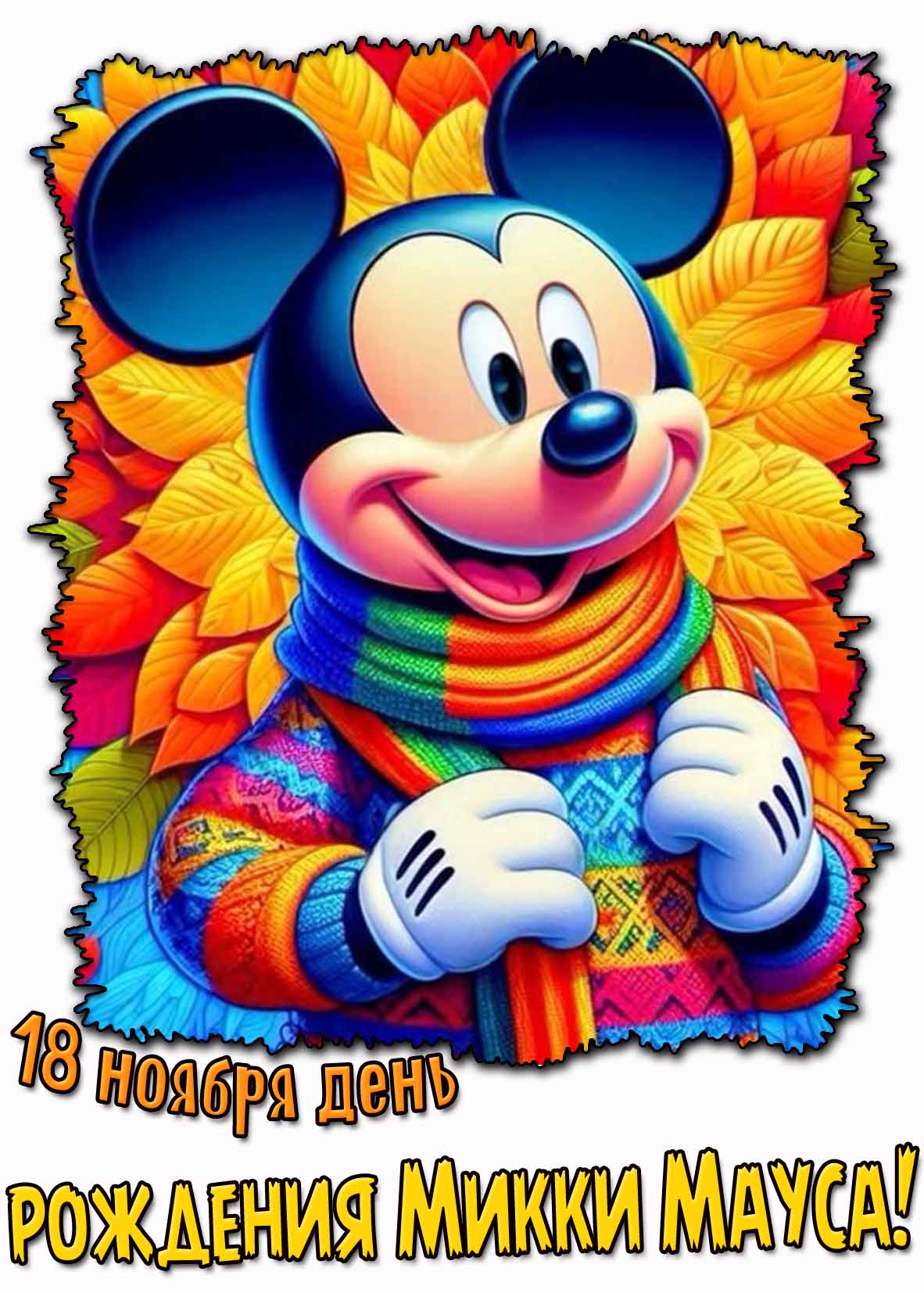 Прикольная картинка ко дню рождения Микки Мауса - 18 ноября