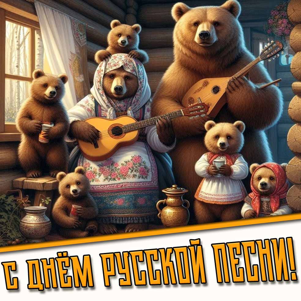 Смешная открытка с днём русской песни