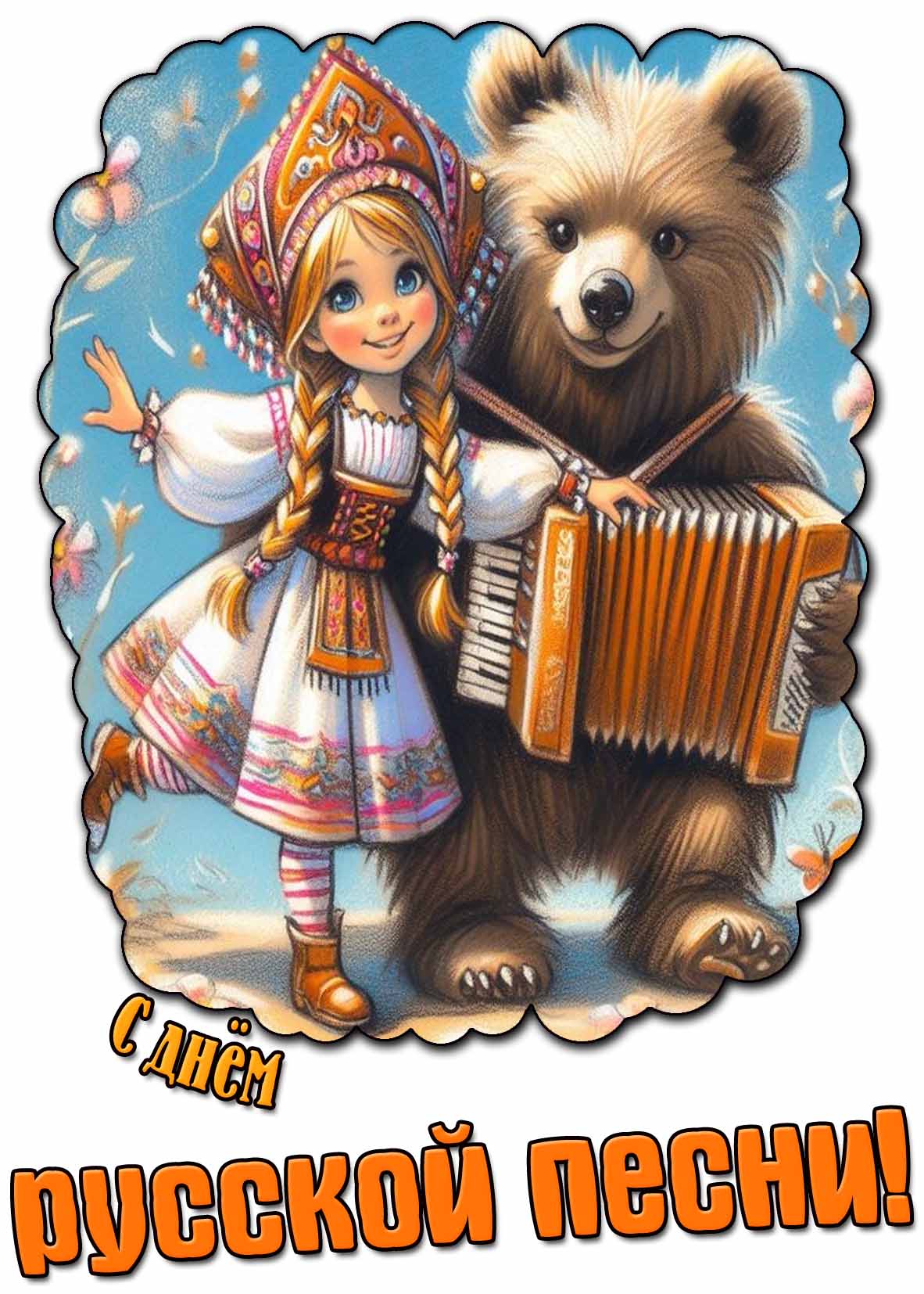 С днём русской песни! - картинка для детей
