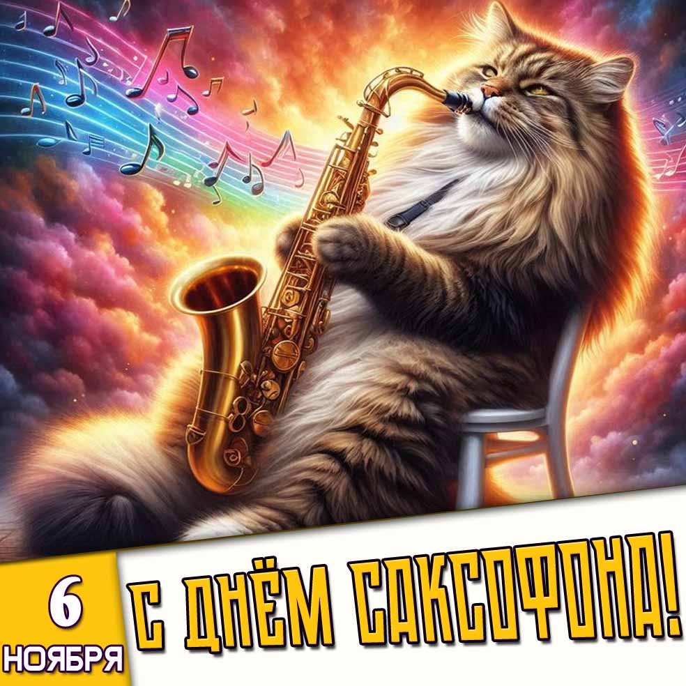 Открытка 6 ноября с днём саксофона