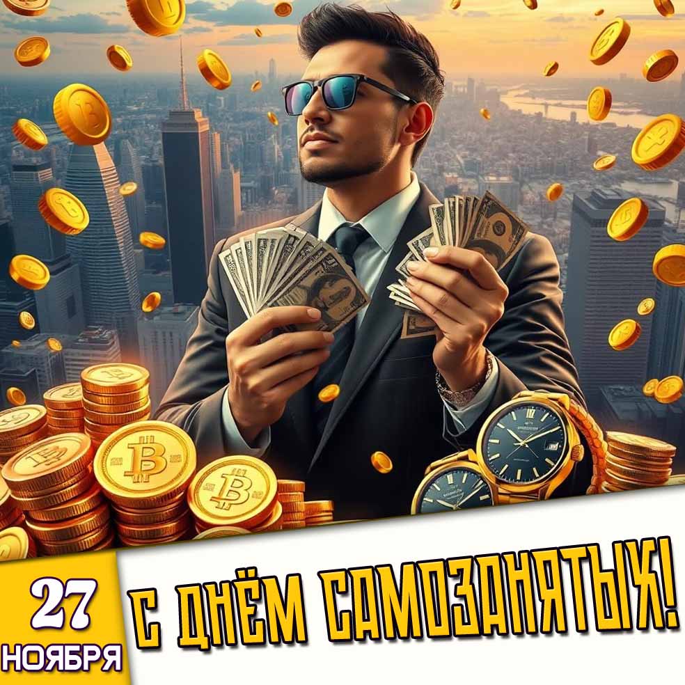 Открытка 27 ноября - с днём самозанятых!