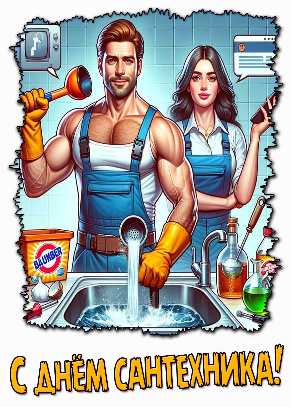 Открытка с днём сантехника
