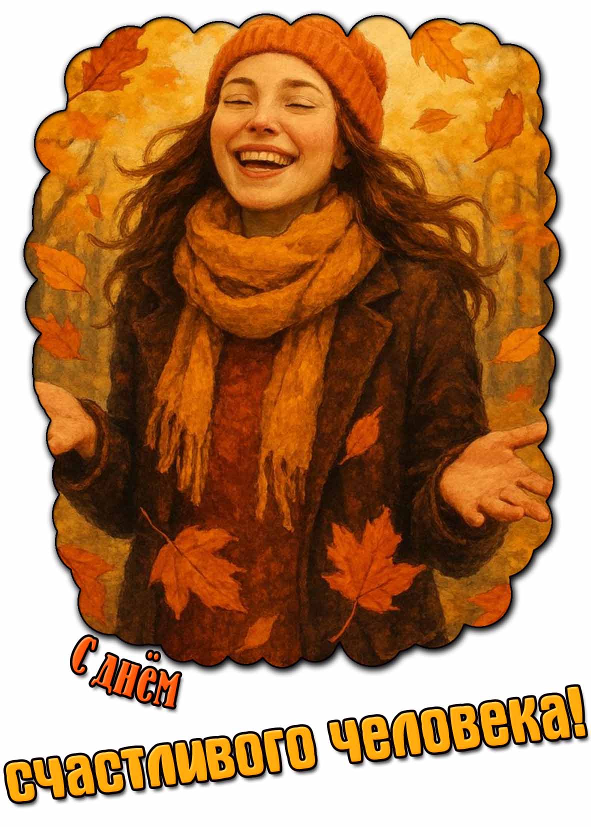 С днём счастливого человека! - осенняя позитивная открытка