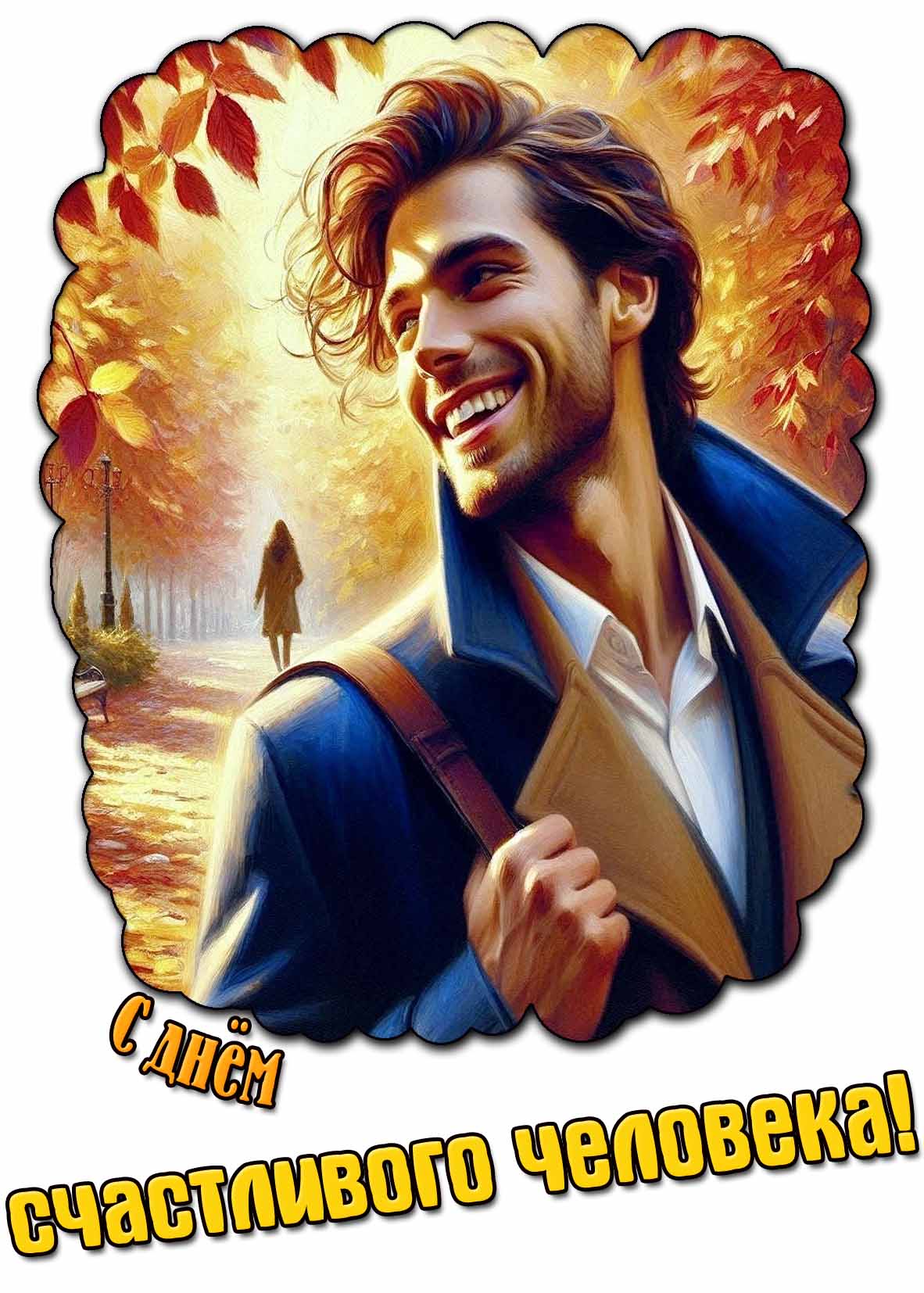 С днём счастливого человека! - открытка для мужчины