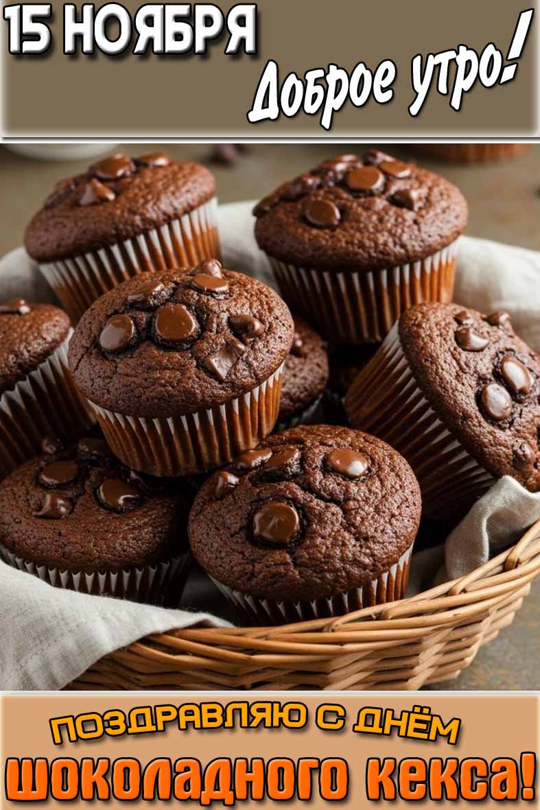 Картинка "15 ноября доброе утро! Поздравляю с днём шоколадного кекса!"