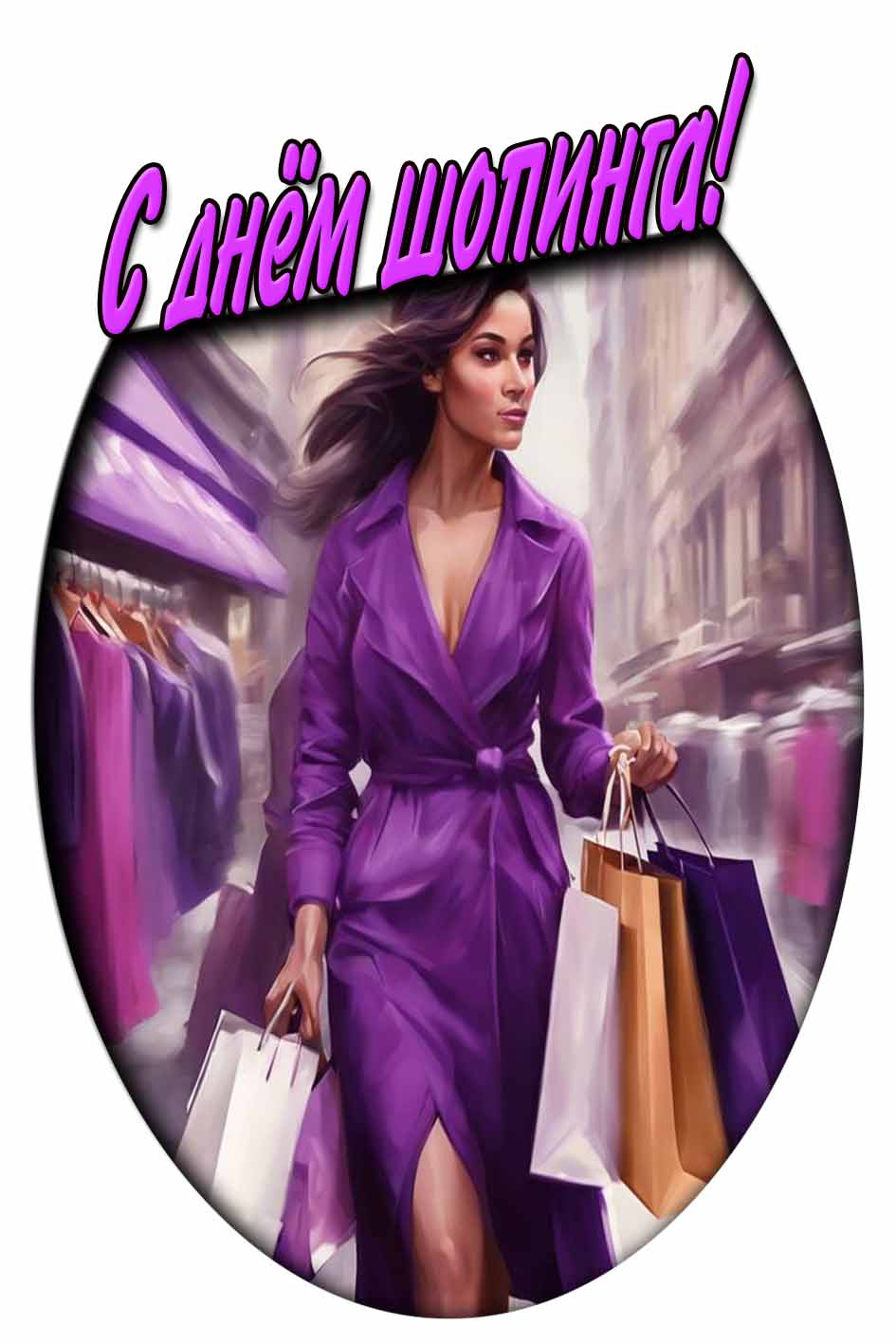 С днём шопинга! - стильная открытка
