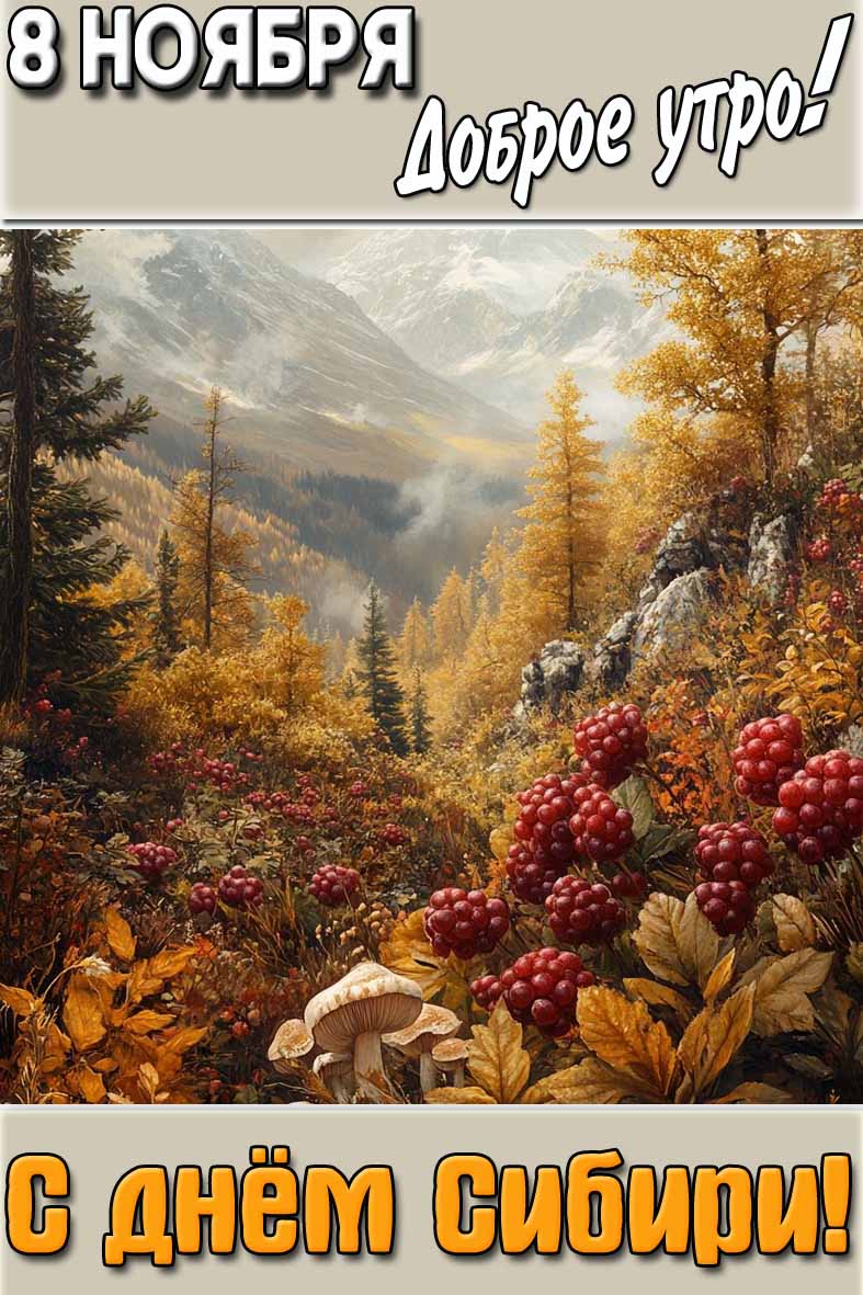 Открытка "8 ноября доброе утро! С днём Сибири!"