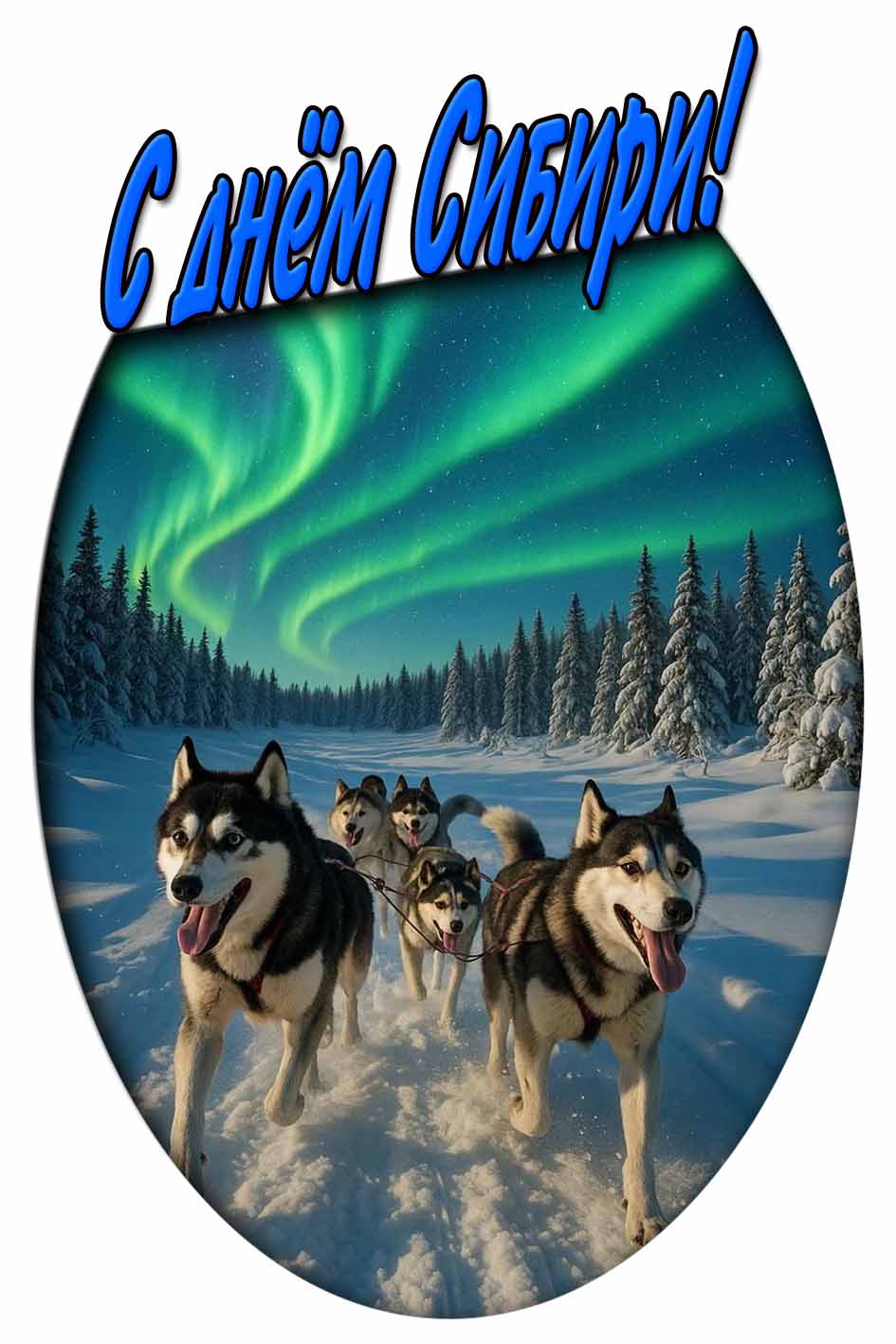 С днём Сибири! - открытка с Хаски