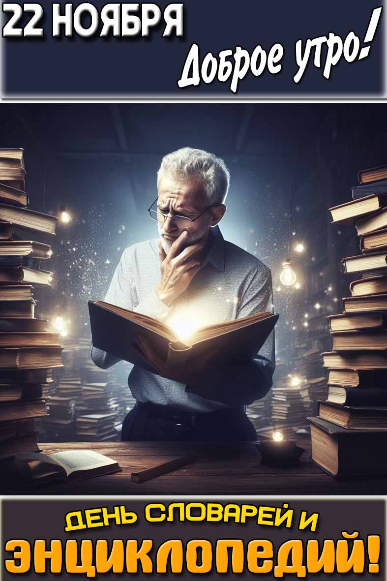 Открытка "22 ноября доброе утро! День словарей и энциклопедий!"