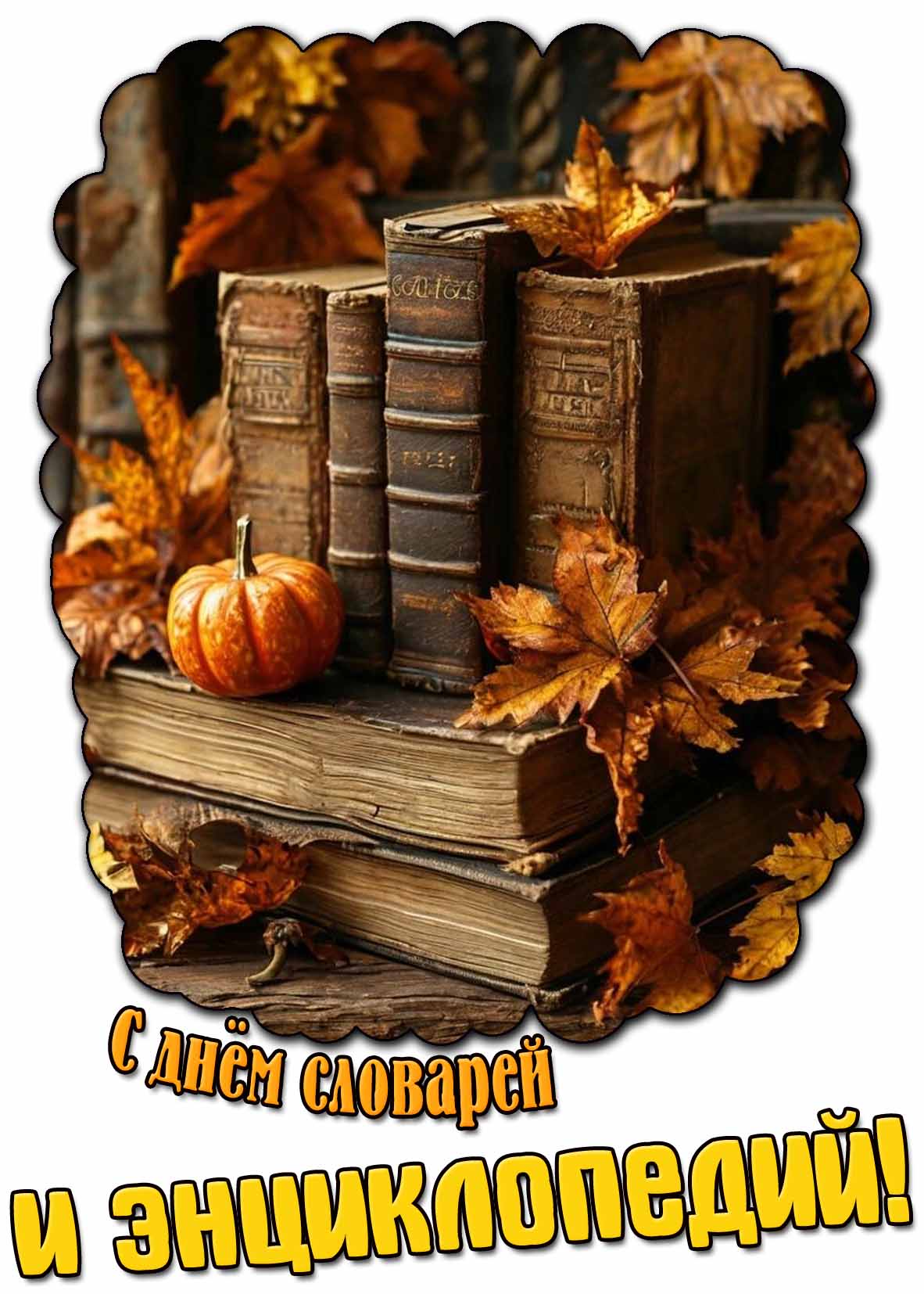 С днём словарей и энциклопедий! - осенняя открытка