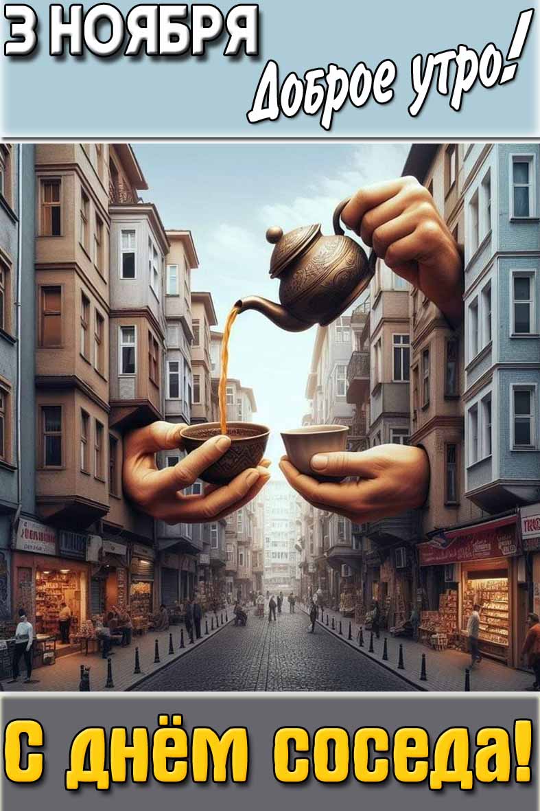 Открытка "3 ноября доброе утро! С днём соседа!"