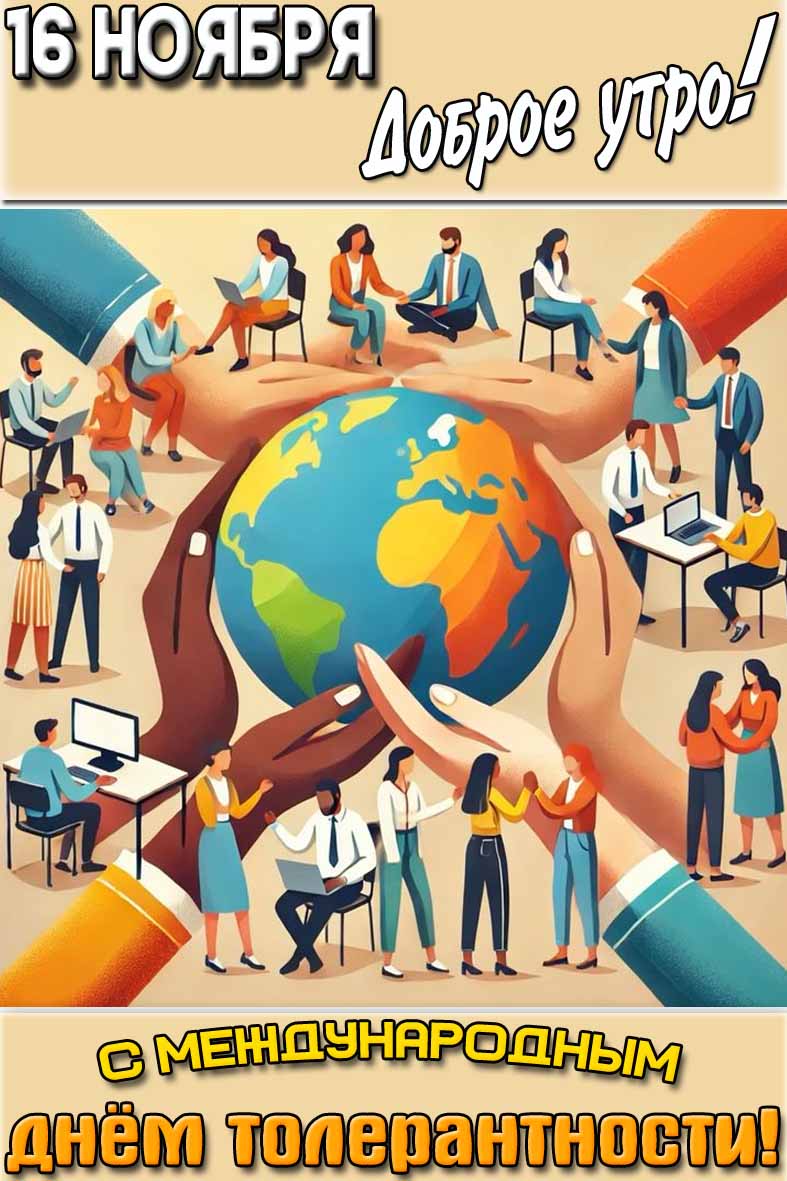 Открытка "16 ноября доброе утро! С Международным днём толерантности!"